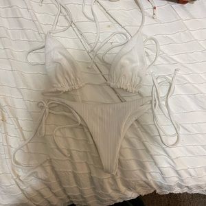 Frankie’s bikinis white bikinis tie string set